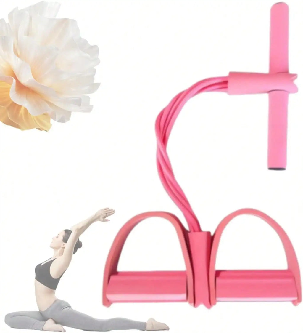 6 Tubes Natural Rubber Pedal Resistance Bands with Handles Multifunctional Yoga Pedal Puller Elastic Tension Rope Full Body Slimming Stretching Trainer Fitness Exercise Equipment for Abdomen Waist Arm Leg Home Gym Yoga Workou