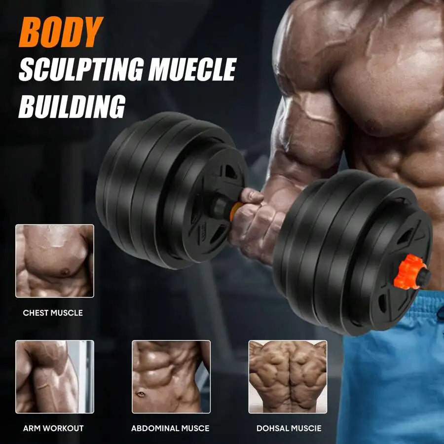 20Lbs Adjustable Dumbbell Set, Versatile Weight Combination With Connectors ToSupport 4-In-1 Design: Dumbbells, Barbells, Kettlebells And Push-Up Stand - Perfect ForHome Gym