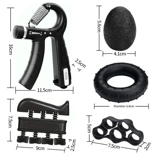 Hand Grip Strengthener Kit Adjustable Counting Gripper Finger Trainer Silicone Grip Ring Wrist Forearm Exercise Fitness Rehabilitation Set Finger Exerciser Wrist Recovery Trainer For Arthritis Carpal Tunnel Muscle Strength Tr