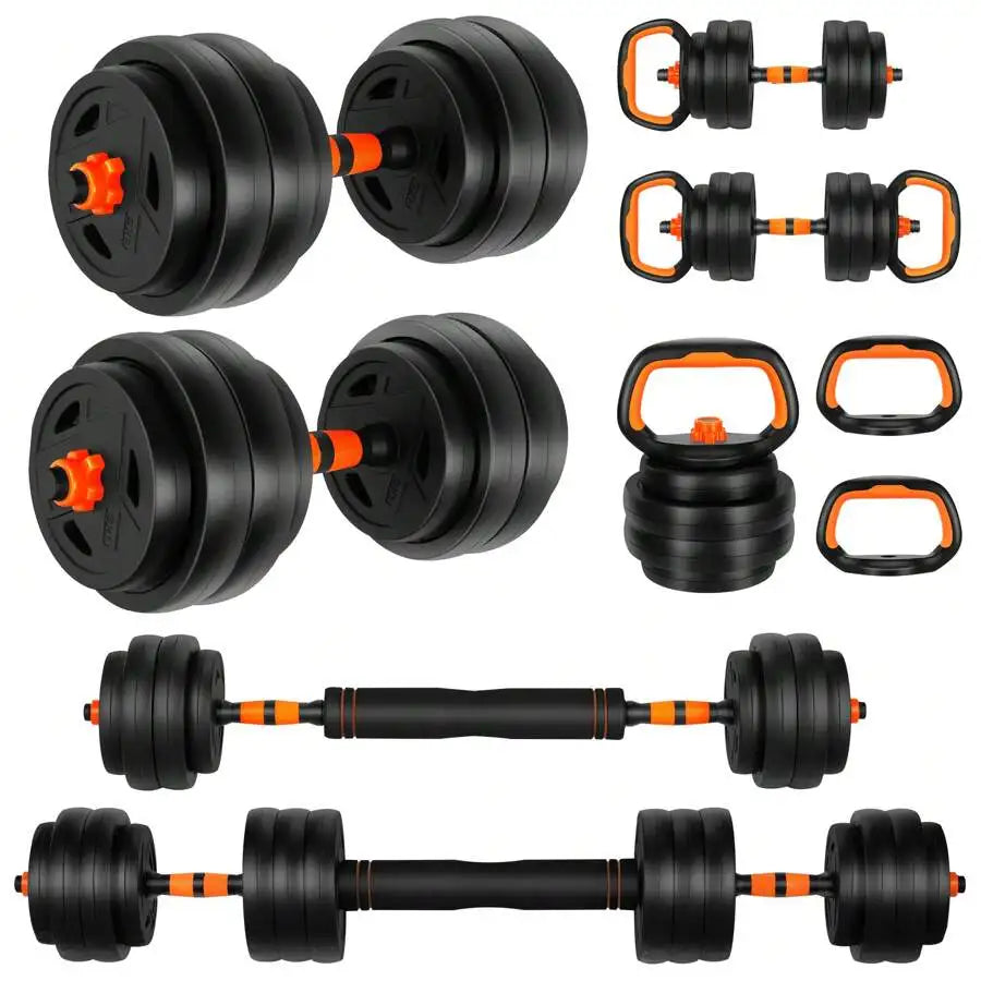 20Lbs Adjustable Dumbbell Set, Versatile Weight Combination With Connectors ToSupport 4-In-1 Design: Dumbbells, Barbells, Kettlebells And Push-Up Stand - Perfect ForHome Gym