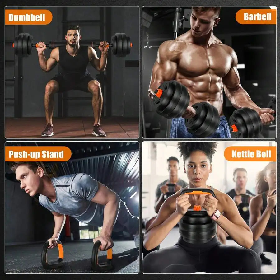 20Lbs Adjustable Dumbbell Set, Versatile Weight Combination With Connectors ToSupport 4-In-1 Design: Dumbbells, Barbells, Kettlebells And Push-Up Stand - Perfect ForHome Gym